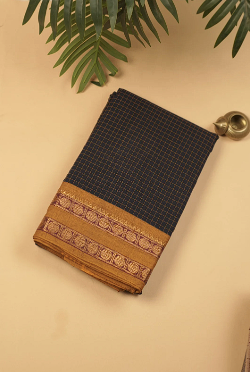 Chettinad Cotton Saree TSA5321 Navy Blue
