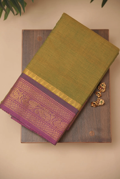 Chettinadu Cotton Saree TSA5309 Olive
