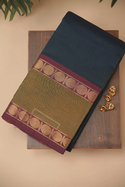 Chettinadu Cotton Saree TSA5309 Teal Blue