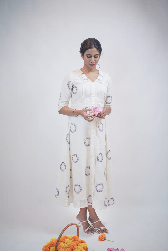 Embroidered A-Line Kurta TKT1002
